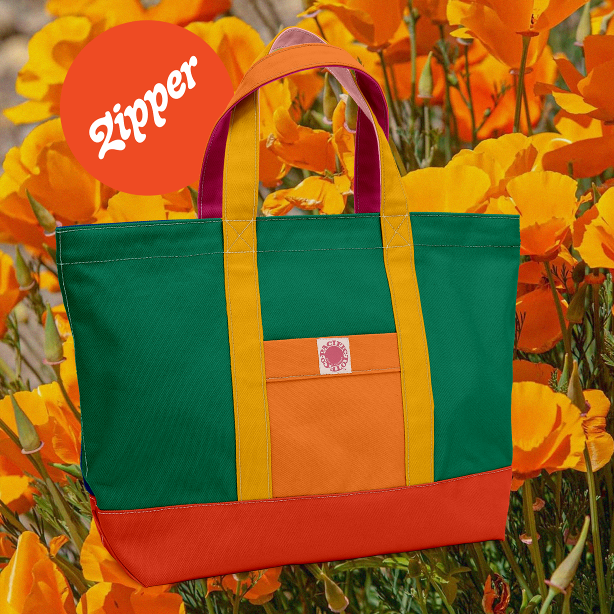 "Big Sur" Mixed-Up Zippered Tote