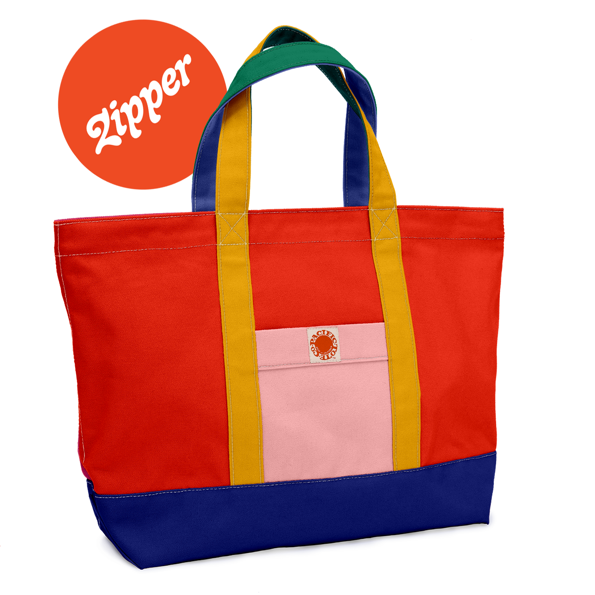 "Big Sur" Mixed-Up Zippered Tote